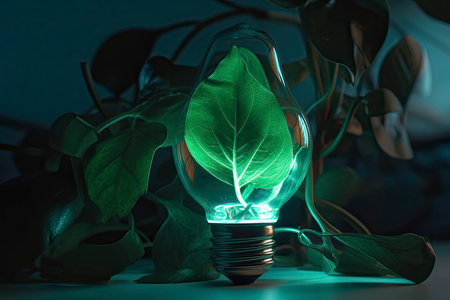 Green paper light bulb, Corporate social responsibility, responsible business.Generative AIの素材
