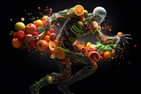 Body healthy diet detox fruit vegetable alkaline diet.Generative AIの素材