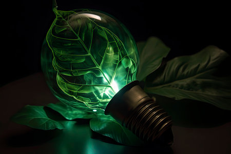 Green paper light bulb, Corporate social responsibility, responsible business.Generative AIの素材