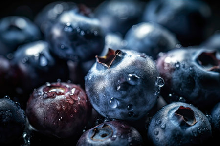Blueberry. Fresh organic berries macro. Fruit background.Generative AIの素材