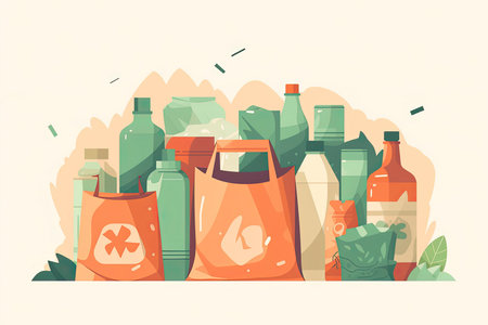 Biodegradable vector illustration flat small bag recycle individual concept.Generative AIの素材