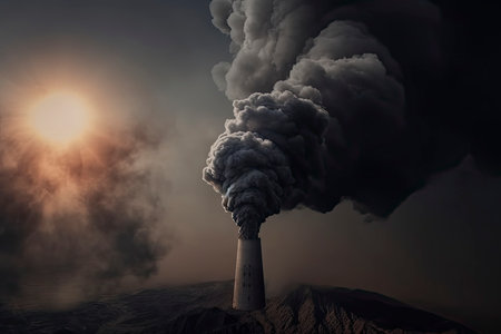 Earth with Air pollution crisis toxic sulfur smoke from coal power plant industrial carbon emit concept.Generative AIの素材