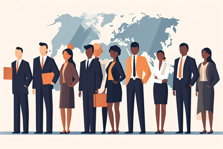 International business man and woman team. Group of office workers people standing together teamwork concept.Generative AIの素材
