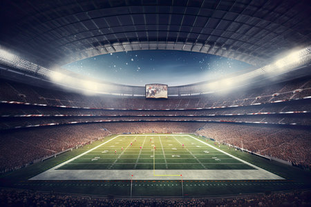 American Football, Superbowl Match in Large Stadium.Generative AIの素材
