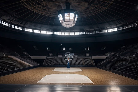 Basketball Arena with basketball ball.Generative AIの素材