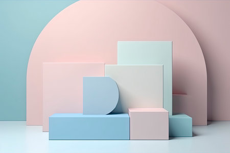 abstract pastel color geometric shape background, modern minimalist mockup for podium display .Generate Aiの素材