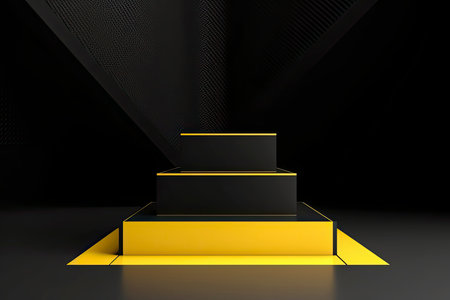 Black and yellow podium background.Generate Aiの素材