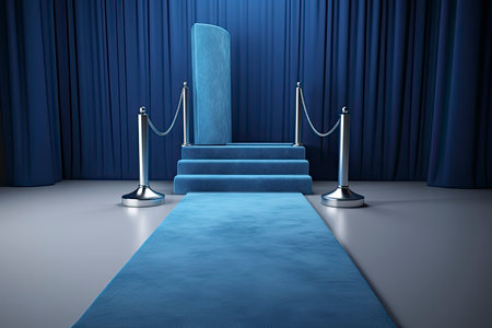 Blue carpet with podium.Generate Aiの素材