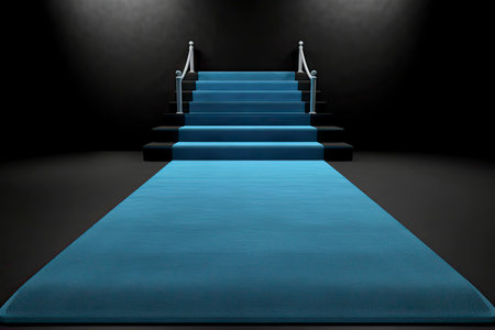 Blue carpet with podium.Generate Aiの素材