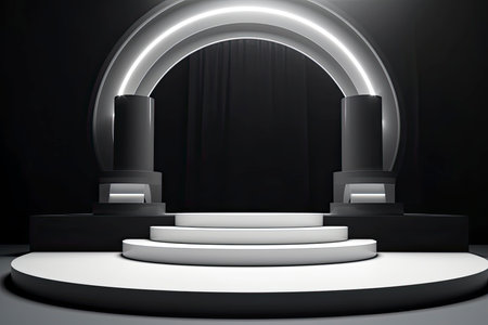 Empty fashion runway podium stage - 3d illustration.Generate Aiの素材