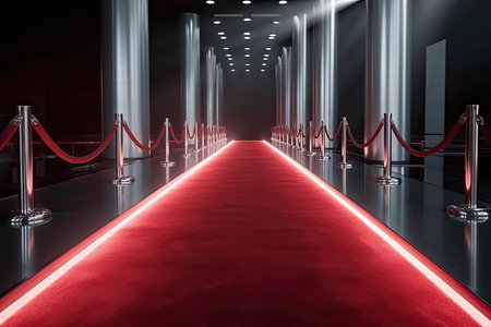 Red carpet with spotlights , Award ceremony , VIP event.Generate Aiの素材