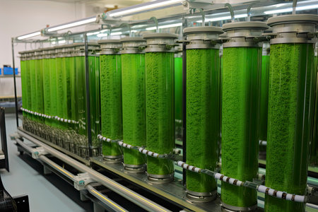 Tubular Algae Bioreactors Fixing CO2 To Produce Biofuel.Generate Aiの素材