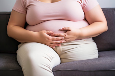 A close up of a woman with obesity that is caused by unhealthy food.Generate Aiの素材