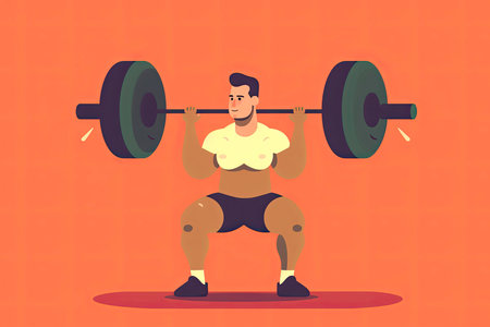 Fitness boy squat barbell arms gym. Slim, fit male athlete weightlifter training.Generate Aiの素材