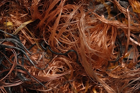 A scrap of an old wired and sheet copper material from a recycling company in the purpose of wallpaper.Generate Aiの素材