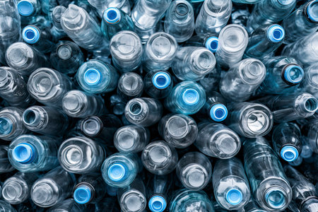 Background of many used empty PET bottles.Generate Aiの素材