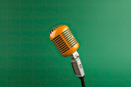 Let's sing Stylish retro microphone on a colored background.Generate Aiの素材