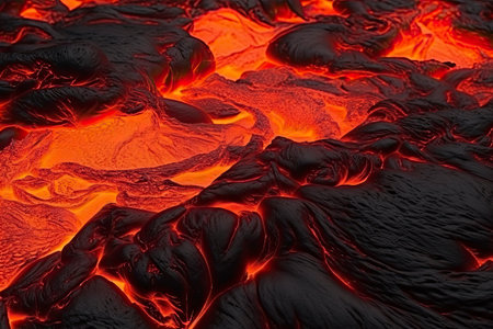 3D Render Molten Lava Texture Background. Lava was in the cracks of the earth to view the texture.Generate Aiの素材