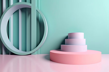 Minimal 3D room podium and abstract background showing an abstract geometric stage.Generate Aiの素材