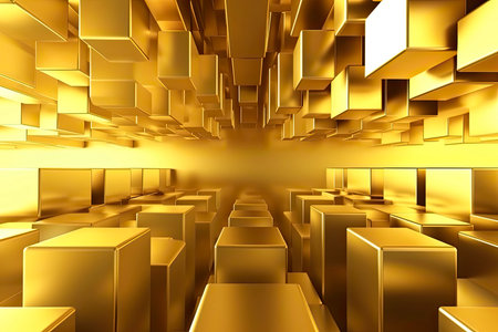 Simple golden background with perspective effect - abstract 3d illustration.Generate Aiの素材