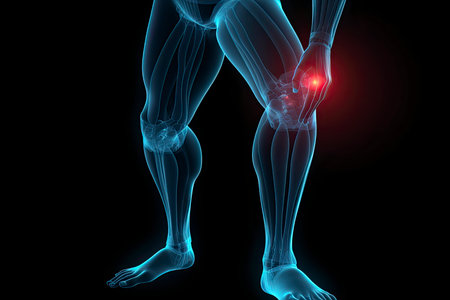 3d rendered illustration of a joggers painful kneeの素材