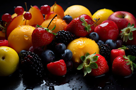 Still life for thanksgiving with autumn fruits, nuts and berriesの素材