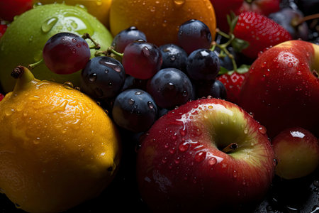 Still life for thanksgiving with autumn fruits, nuts and berriesの素材