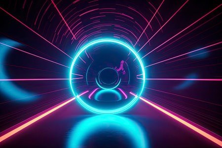 Abstract background colorful sphere made of yellow neon glow hi-tech sci-fi futurisctic energyの素材