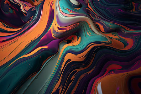 Natural luxury abstract fluid art painting using the alcohol ink technique to produce colorful waves and swirlsの素材