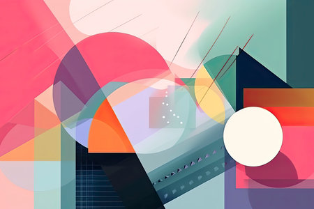 Abstract geometric shapes, cute funny elements compositions in doodle styleの素材