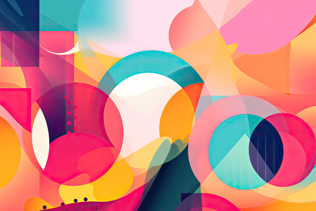 Abstract geometric shapes, cute funny elements compositions in doodle styleの素材