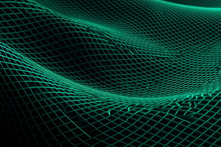Background with convex forms. Grid surface with ripples and reflections. 3d dynamicの素材
