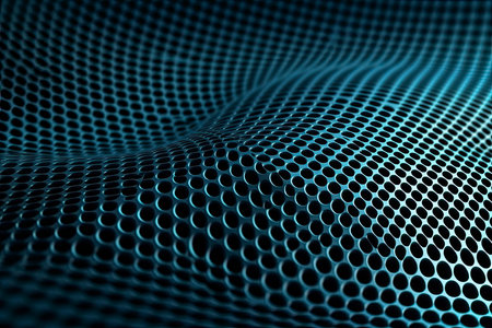 Background with convex forms. Grid surface with ripples and reflections. 3d dynamicの素材