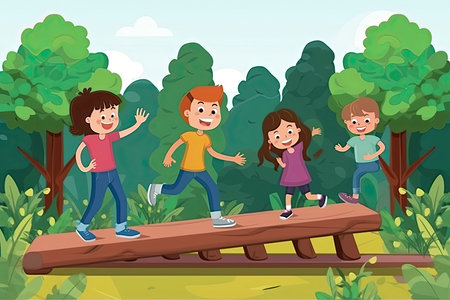 Happy people roller skating, riding skateboard, kick scooterの素材