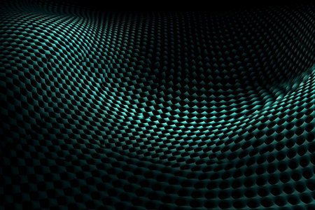 Background with convex forms. Grid surface with ripples and reflections. 3d dynamicの素材