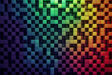 Multicolored cubes. Palette of colors and shades, range of coloursの素材