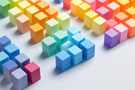 Multicolored cubes. Palette of colors and shades, range of coloursの素材
