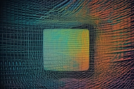 Cyberspace landscape grid. Old TV screen error. Photo glitchの素材