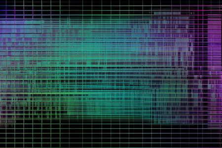 Cyberspace landscape grid. Old TV screen error. Photo glitchの素材