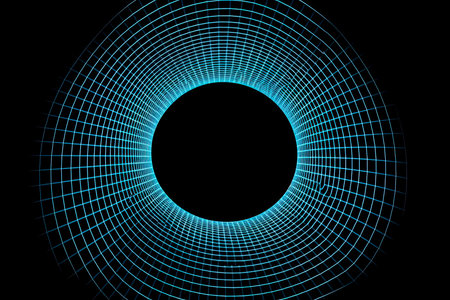 Futuristic abstract frame tunnel. 3D hole grid background. For website and banner design. Big data visualizationの素材