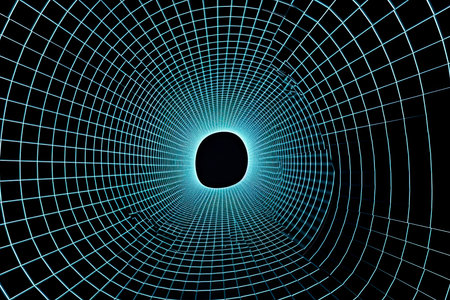 Futuristic abstract frame tunnel. 3D hole grid background. For website and banner design. Big data visualizationの素材