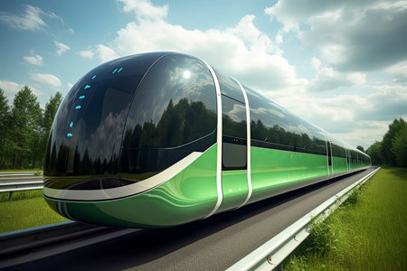 speedly Futuristic monorail train. Sci fi station. Concept of futureの素材