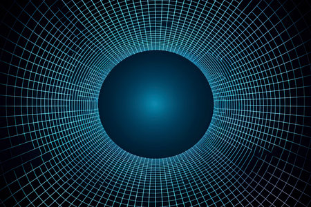 Futuristic abstract frame tunnel. 3D hole grid background. For website and banner design. Big data visualizationの素材