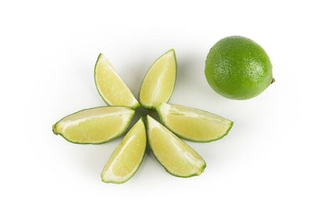 Lime with additional slices placed as starの写真素材