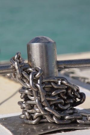 A ship chain used on a mauritian catamaran の写真素材