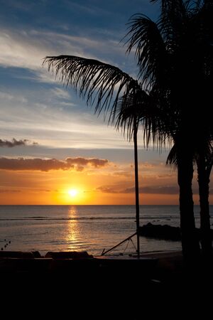 Beautiful sunset with great colors at Mauritiusの写真素材