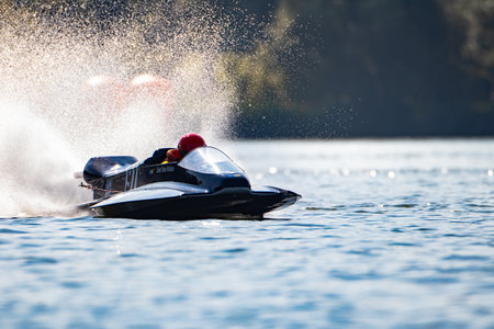 racing boats at high speed