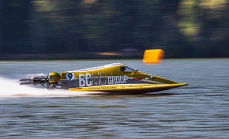 racing boats at high speed