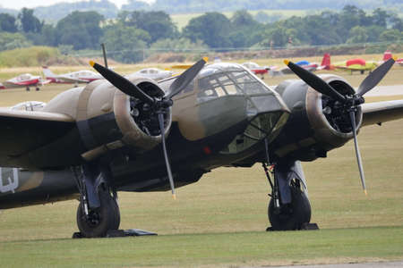 Duxford Aerodrome Flying Legends UK JULY, 11, 2015 Bristol Blenheim bomber aircraft of Royal Air Force RAF of the Second World War Battle of Britainのeditorial素材