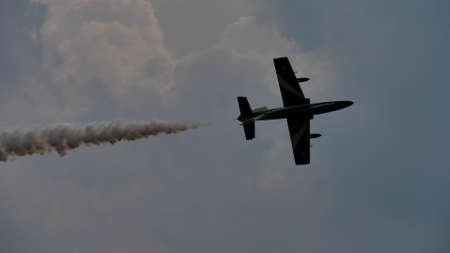 Maribor Airshow Slovenia AUGUST, 15, 2021 Frecce Tricolori, the Italian Air Force Aerobatic Team in flight. Alenia Aermacchi Leonardo MB-339 A PANのeditorial素材